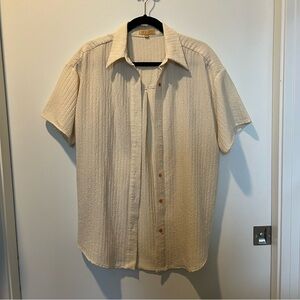 Textured Short-Sleeve Button-Down Shirt - Cream